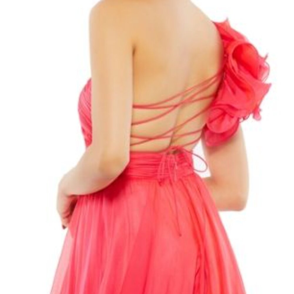 Mac Duggal One Shoulder Lace Up Dress 67941 - Picture 3 of 11